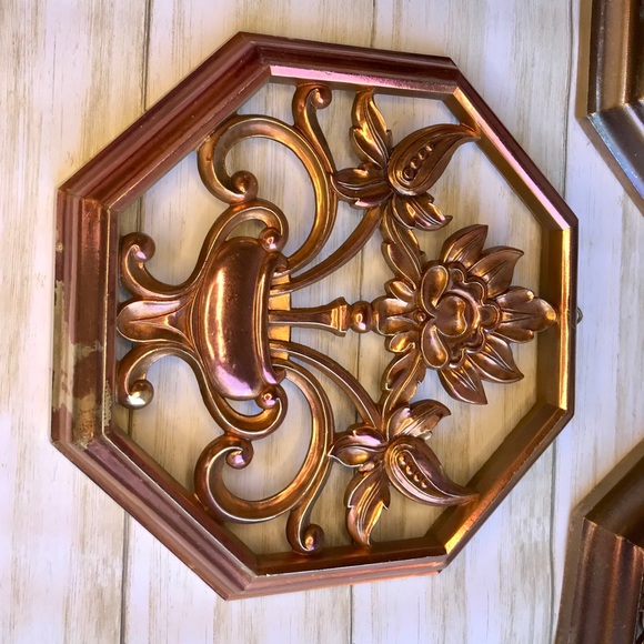 Set of Three Syroco Vintage Ornate Boho Wall Decor - Picture 2 of 12